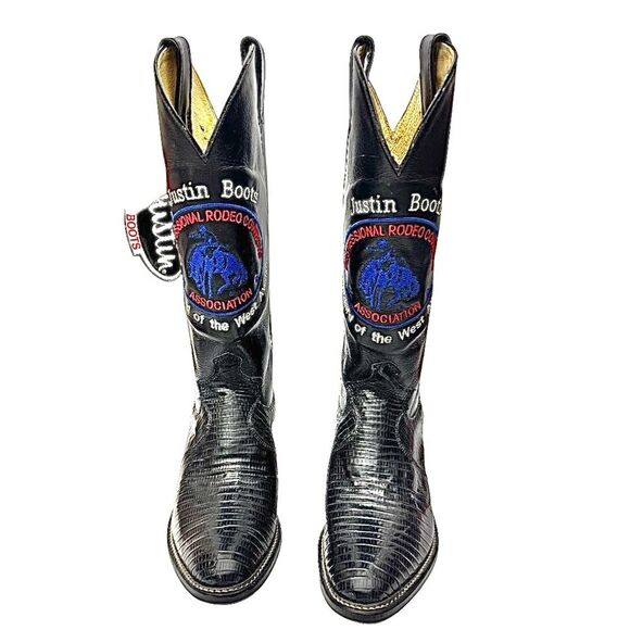 Justin Women’s Professional Rodeo Cowboy Boots Leather-Lizard USA Size 7 B USA - Picture 10 of 12